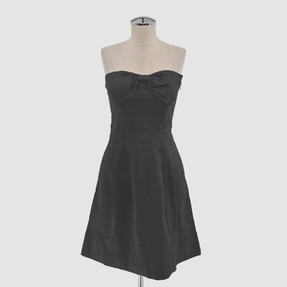 Gretchen Scott Strapless Bow Front Fit Flare Dress Womens Size XS Black Cocktail